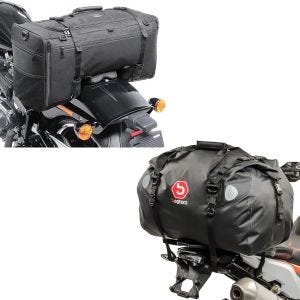 Sett: halebag SQ1 pillion bag egnet for choppers og cruisers + tail bag Drybag XF60 vanntett volum 60l