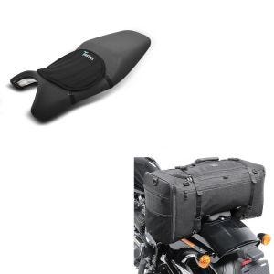 Set: Hecktasche SQ1 Soziustasche für Chopper und Cruiser + Gel Sitzkissen Tourtecs Neopren M Gelkissen Sitzauflage in schwarz_1