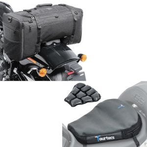 Sett: halebag SQ1 pillion bag egnet for choppere og cruisere + luftpute Air Deluxe M komfortsetepute i svart