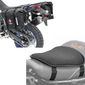 Set: Satteltaschen Wasserdicht WP8 2x30L Rollverschluss Seitentasche + Gel Sitzkissen M Tourtecs Universal Komfortkissen schwarz_1