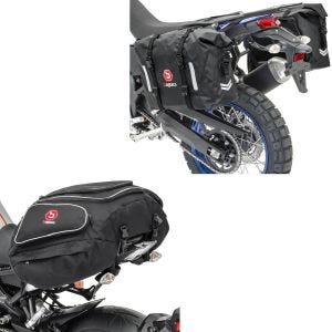Set: Satteltaschen Wasserdicht WP8 2x30L Rollverschluss Seitentasche + Hecktasche X50 Gepäcktasche hinten 50Ltr in schwarz_1