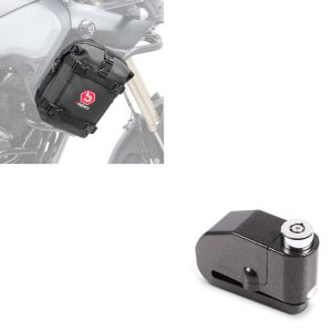 Set: Sturzbügeltasche K3 für Schutzbügel wasserdicht 6L schwarz + Bremsscheibenschloss Alarm 120dB schwarz_1
