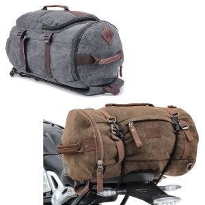 Sett: Bagasjerull VG5 haleveske Vintage 30Ltr i grått + haleveske Vintage 25L lerretsryggsekk bagasjerullebrun