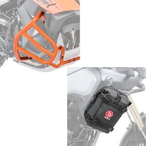 Set: Sturzbügel für KTM 790 Adventure / R 19- 21 orange + Sturzbügeltasche K3 für Schutzbügel wasserdicht 6L schwarz_1