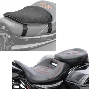 Set: Komfort Sitzbank für Harley Touring 09-20 RH3 sr + Gel Sitzkissen M Tourtecs Universal Komfortkissen schwarz_1