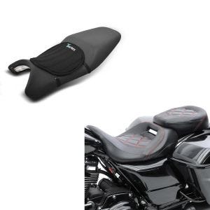 Set: Komfort Sitzbank für Harley Touring 09-20 RH3 sr + Gel Sitzkissen Tourtecs Neopren M Gelkissen Sitzauflage in schwarz_1