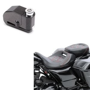 Set: Komfort Sitzbank für Harley Touring 09-20 RH3 sr + Bremsscheibenschloss Alarm 120dB schwarz_1