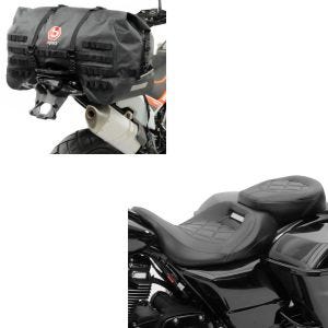 Set: Sitzbank RH3 für Harley Touring 09-20 Komfortsitzbank in schwarz + Hecktasche SX70 70Ltr wasserdicht in schwarz_1