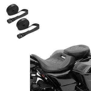 Set: Sitzbank RH3 für Harley Touring 09-20 Komfortsitzbank in schwarz + Spanngurt Set Zurrgurte 150cm 2 Stück in schwarz_1