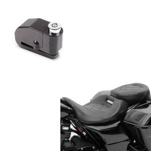 Sett: Craftride RH3 motorsykkelsete egnet for Harley Davidson Touring 09-24 komfortsete i sort + bremseskivelås alarm 120dB BS-Motoparts tyveribeskyttelse motorsykkel svart