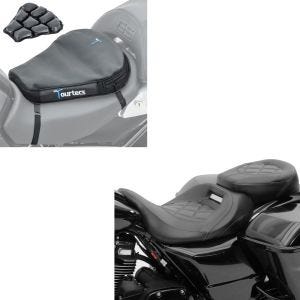 Set: Sitzbank RH3 für Harley Touring 09-20 Komfortsitzbank in schwarz + Luftkissen Tourtecs Air Deluxe M Komfort Sitzkissen in schwarz_1