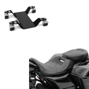 Set: Sitzbank RH3 für Harley Touring 09-20 Komfortsitzbank in schwarz + Rangierhilfe für Hauptständer Easy Mover III bis 400kg in schwarz_1