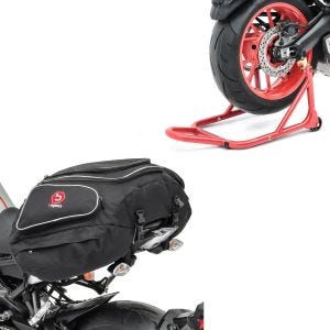 Set: Montageständer Basis Hinterrad rot + Hecktasche X50 Gepäcktasche hinten 50Ltr in schwarz_1