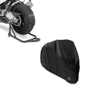 Set: Reifenwärmer Set 60-80-95 °C schwarz + Abdeckplane XL Faltgarage schwarz_1