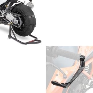 Set: Reifenwärmer Set 60-80-95 °C schwarz + Hebelschützer X6 für Bremshebel Kupplung schwarz_1