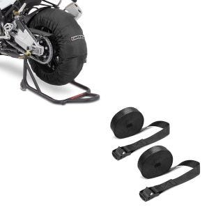 Set: Reifenwärmer Set 60-80-95 °C schwarz + Spanngurt Set Zurrgurte 150cm 2 Stück in schwarz_1