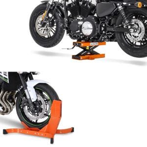 Set: Hebebühne Mini-Lift Scherenheber bis 500kg in orange + Wippe Easy-Plus ständer bis 21 Zoll orange_1
