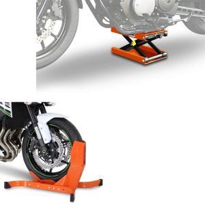 Sett: Midlift M motorsykkelløfter egnet for choppere / tilpassede sykler opp til kg + motorsykkelrocker Easy-Plus motorsykkelstativ opp til 21 tommer oransje CB38892