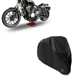 Sett: Midlift M motorsykkelløfter egnet for chopper / custom sykkel opp til kg Constands + presenning XL deksel i sort CB38902