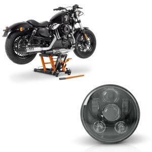 Set: Hebebühne Mid L für Harley und Chopper bis 680kg og + LED Scheinwerfer 5,75" Hauptscheinwerfer_1