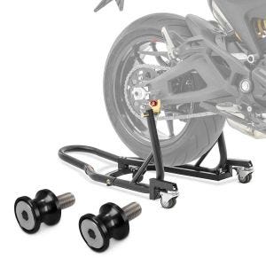 Sett manøvreringshjelp montering stativ bakhjul Mover 2 Racing matt svart + prismatisk socket racing adapter Motea Jerez M8 svart