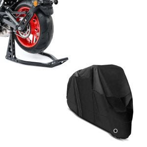 Set: Montageständer Hinterrad Superlight Racing schwarz + Abdeckplane XL Faltgarage schwarz_1