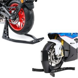 Set: Montageständer Hinterrad Superlight Racing schwarz + Wippe Easy Plus Vorderradwippe ständer bis 21" schwarz_1