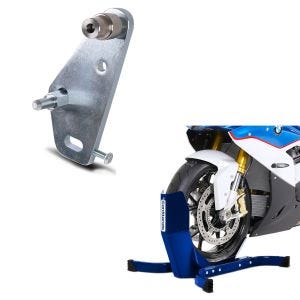 Sett: Adapterplate for strøm egnet for Aprilia RSV4 09-14 + motorsykkelvippe Easy-Plus motorsykkelstativ opp til 21 tommer blått
