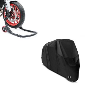 Set: Vorderrad Montageständer Falcone-2 von ständer mit L-Aufnahme + Abdeckplane XL Faltgarage schwarz_1