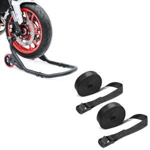 Set: Vorderrad Montageständer Falcone-2 von ständer mit L-Aufnahme + Spanngurt Set Zurrgurte 150cm 2 Stück in schwarz_1