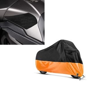 Set: Seiten-Tankpad Zaddox Grip Pad L schwarz Kniepad + Abdeckplane XXL Faltgarage schwarz-orange_1