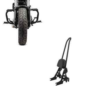 Set: Sissy Bar Abnehmbar CSXL für Harley Sportster 04-20 + Sturzbügel Harley Davidson Sportster 04-20 Mustache in schwarz_1