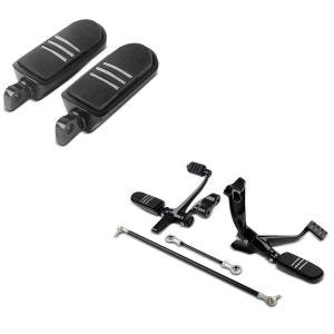 Sett: Motorsykkel fremre fotstøttesystem egnet for Harley Davidson Sportster 04-13 Craftride i svart + Fotstøtter driver pillion BQ egnet for Harley Davidson Universal svart Craftride