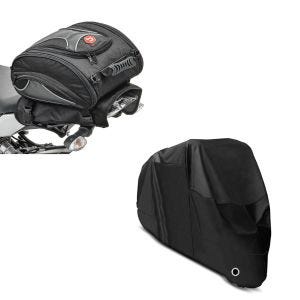 Set: Hecktasche X20 Vario Gepäcktasche hinten 14-20Ltr in schwarz + Abdeckplane XL Faltgarage schwarz_1