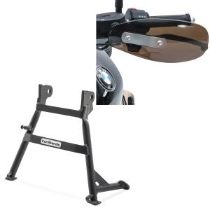 Set: Hauptständer Honda Varadero 125 04-16 Mittelständer in schwarz + Handprotektoren Universal Tourtecs HP Lenkerschutz dunkel getönt_1