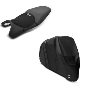 Set: Gel Sitzkissen Tourtecs Neopren M Gelkissen Sitzauflage in schwarz + Abdeckplane XL Faltgarage schwarz_1