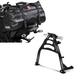 Sett: hovedstativ med ABE egnet for Honda Transalp XL 650 V 00-06 senterstativ + halebag Drybag XB50 vanntett volum 50l