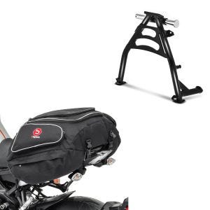 Hovedstativ med ABE egnet for Honda Transalp XL 650 V 00-06 senterstativ + halebag X50 bagasjebag bag 50 liter i sort