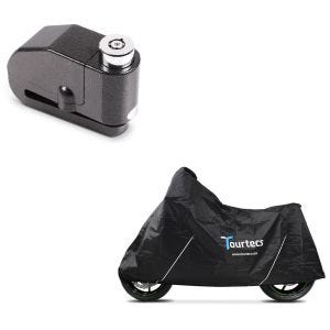 Set: Abdeckplane Tourtecs L schwarz + Bremsscheibenschloss Alarm 120dB schwarz_1
