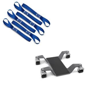Set: Rangierhilfe für Hauptständer Easy Mover II bis 400kg in grau + Zurrschlaufen für Spanngurte, 6er Mega Pack Blau_1