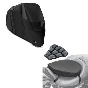 Set: Luftkissen Tourtecs Air ML Komfort Sitzkissen in schwarz + Abdeckplane XL Faltgarage schwarz_1