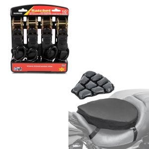 Set: Luftkissen Tourtecs Air ML Komfort Sitzkissen in schwarz + Spanngurt Set Ratsche mit 4x Zurrschlaufe schwarz_1
