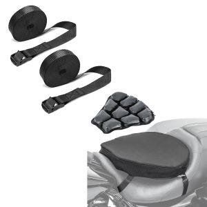 Set: Luftkissen Tourtecs Air ML Komfort Sitzkissen in schwarz + Spanngurt Set Zurrgurte 150cm 2 Stück in schwarz_1