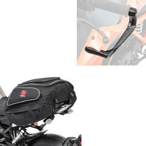 Sett: hale bag X50 bagasje bagasje bag 50 liter i sort + spakbeskytter Lever Guard bremsespak clutch spak beskyttelse X6 svart