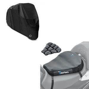 Set: Luftkissen Tourtecs Air Deluxe M Komfort Sitzkissen in schwarz + Abdeckplane XL Faltgarage schwarz_1
