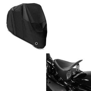 Set: Bobber Solositz mit Grundplatte in schwarz + Abdeckplane XL Faltgarage schwarz_1