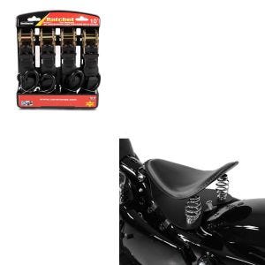 Set: Bobber Solositz mit Grundplatte in schwarz + Spanngurt Set Ratsche mit 4x Zurrschlaufe schwarz_1