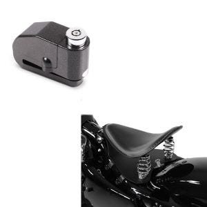 Set: Bobber Solositz mit Grundplatte in schwarz + Bremsscheibenschloss Alarm 120dB schwarz_1