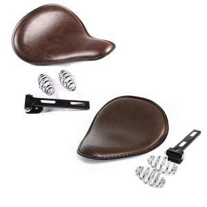 Set: Bobber Schwingsattel Slim mit Federn für Custombikes in braun + Solositz mit Federn für Custombikes in braun_1