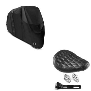 Set: Bobber Schwingsattel DC mit Federn für Chopper + Abdeckplane XL Faltgarage schwarz_1